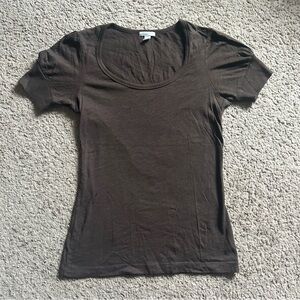 NWOT Old Navy Scoop Neck Puff Sleeve Brown Women's Shirt Medium